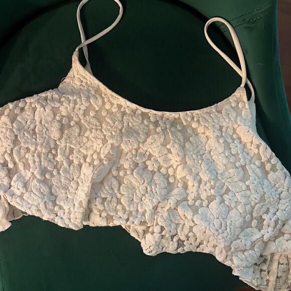 Surf Gypsy Top - Creme / Off White Lacey Top - Built in NO SHOW - Picture 2 of 4